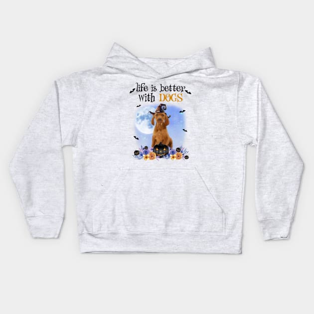 Vizsla Witch Hat Life Is Better With Dogs Halloween Kids Hoodie by Marcelo Nimtz